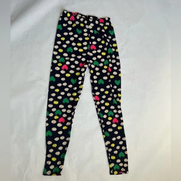Printed Hearts Love Rainbow Leggings, Women's Size M Black Polka Dots NWT - Picture 1 of 7